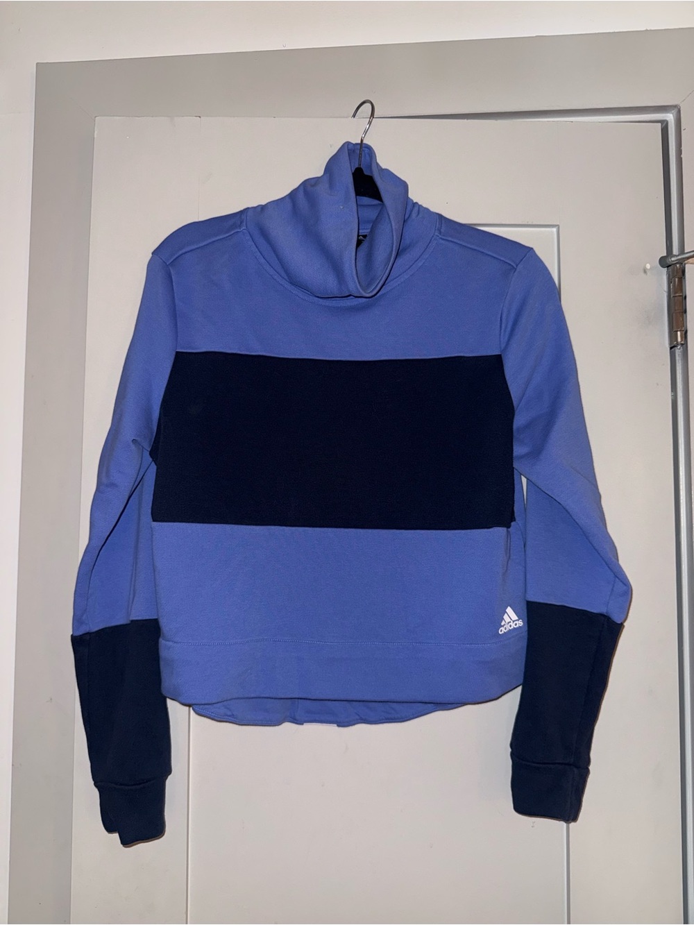 adidas Lavender and Navy Colorblock Cowl Neck Sweater